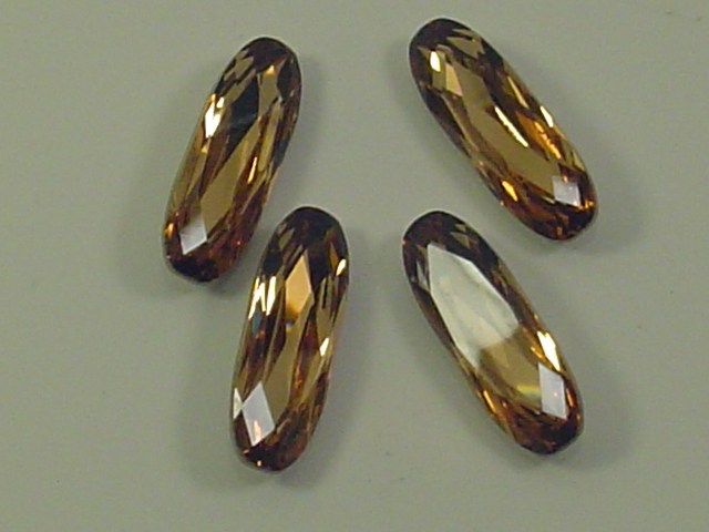 21X7mm BAGUETTE 4pcs. LIGHT COLORADO TOPAZ OVAL POINTED BACK European Rhinestones